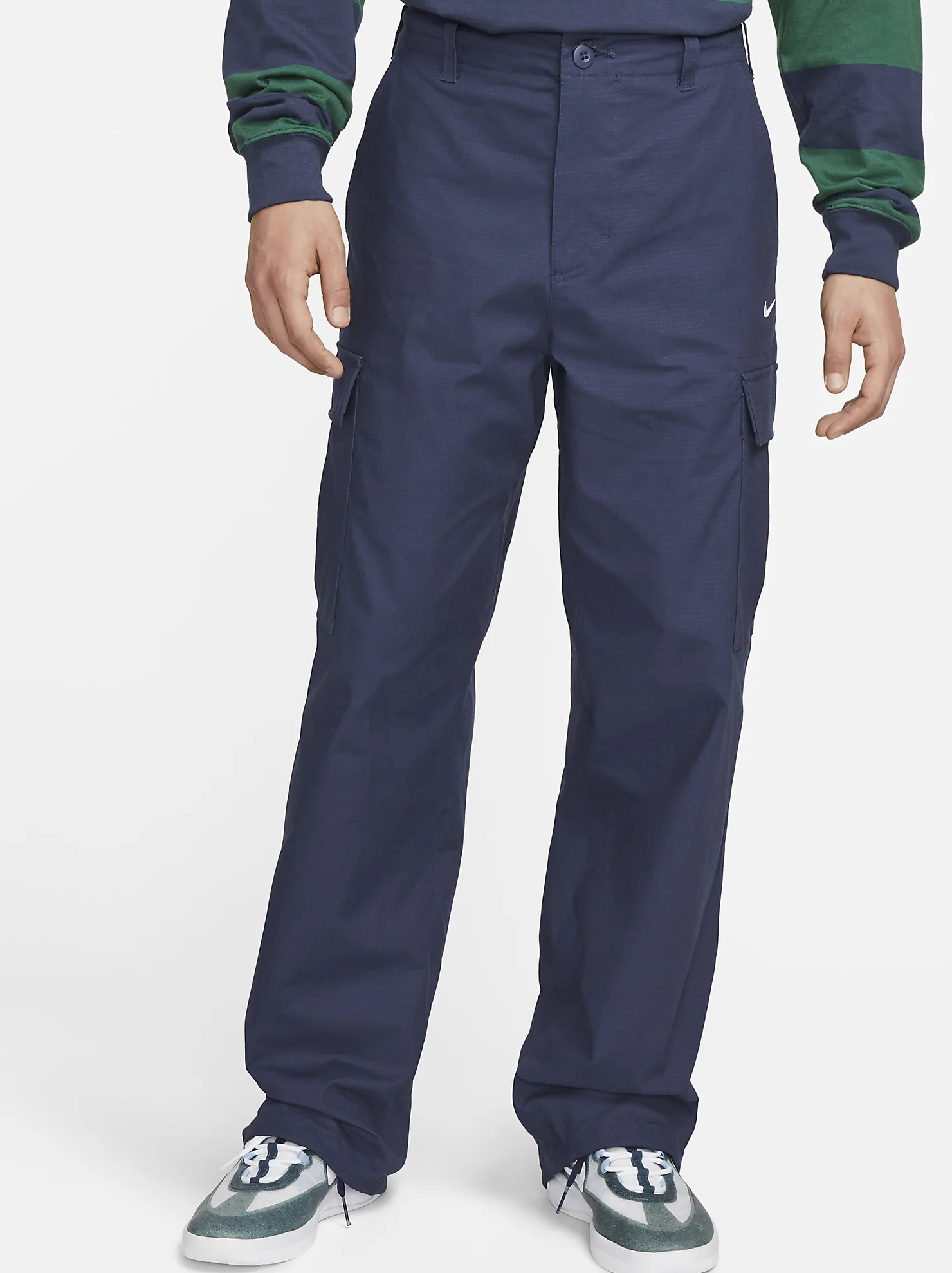 Navy Blue Men's Latest Cotton Cargo Pant with Six Pockets